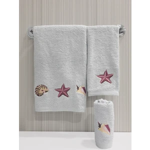 Tanem Home Deniz Yıldızı Nakışlı 3 Parça Havlu Seti 30x50 / 40x60 / 50x90   Cm