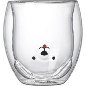 Mj Glass Ayıcıklı Çift Cidarlı Tasarım Cam Bardak 250 ml - Hediyelik Çift Cidarlı Ayıcık Bardak