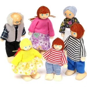 Oyuncak Ahşap Kukla Sevimli Aile ( 6'lı )