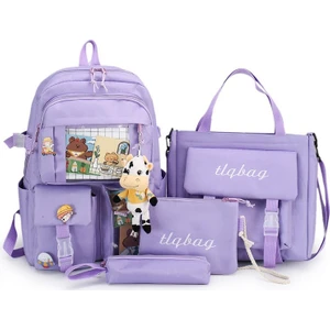 4'lü Büyük Kapasiteli Okul Çantası Seti (Yurt Dışından)