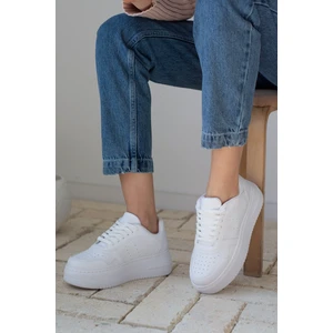 Allyup Günlük Kadın Sneaker Bağcıklı Hafif Kalın Tabanlı Esnek Yürüyüş Suni Deri Spor Ayakkabı 113
