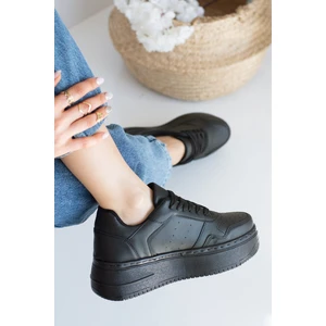 Allyup Günlük Kadın Sneaker Bağcıklı Hafif Kalın Tabanlı Esnek Yürüyüş Suni Deri Spor Ayakkabı 113