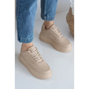 Allyup Günlük Kadın Sneaker Bağcıklı Hafif Kalın Tabanlı Esnek Yürüyüş Suni Deri Spor Ayakkabı 113