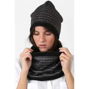 Siyah Kadın Bere ve Boyunluk 2li Set Takım Unique Peluş Wellsoft BB-095