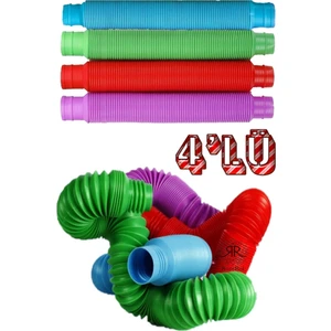 4 Adet Pop Tubes Duyusal Oyuncak Fidget Zihinsel Popit Stres Oyuncağı