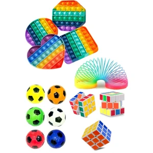Stres Giderici Set 1 Popit 1 Rubik Zeka Küpü 1 Stres Yayı 1 Stres Topu