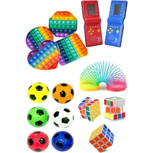 Stres Giderici Set 1 Popit 1 Rubik Zeka Küpü 1 Stres Yayı 1 Stres Topu 1 Tetris Atari