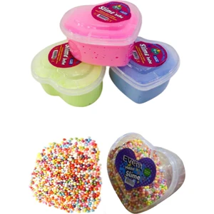 3 Adet Kalp Kutu Polymer Slime ve Kalp Kutu Slime Köpüğü Eğitici Oyun Seti