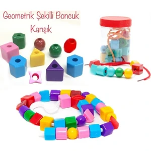 35 Parça Geometrik Şekiller Ipe Boncuk Dizme Koordinasyon Eğitici Oyuncak Popit