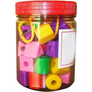 Geometrik Şekiller Ipe Boncuk Dizme Oyunu 120 Parça Büyük Boy