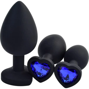 Kalp Şekilli Ipeksi Dokulu Anal Vajinal Plug 3 Boy Anal Alıştırma Plug Seti