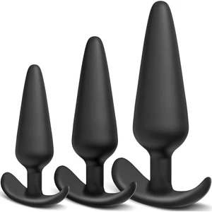 Silikon Anal Alıştırma Seti Siyah 3'lü Anal Plug Vajinal Tıpa