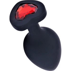 Kalp Şekilli Siyah Silikon Anal Tıpa Medium Orta Boy Anal Vajinal Dildo Plug
