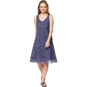 Şile Bezi Indigo Kolsuz Doğa Elbise