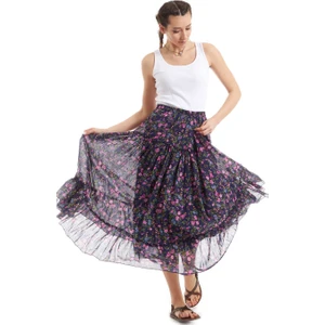 Şile Bezi Koyu Mor Tomurcuk Vual Uzun Etek