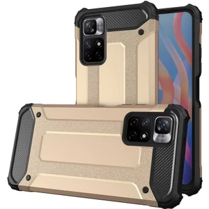 Caseart Xiaomi Poco M4 Pro 5g Kapak Çift Katmanlı Zırh Tank Kılıf - Gold