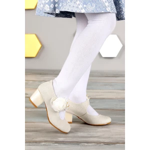 Kiko Kids Kiko 751 Simli Günlük Kız Çocuk 4 cm Topuk Babet Ayakkabı Sedef