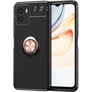 Kzy Vivo Y15S 4g Kılıf Renkli Yüzüklü Manyetik Silikon Kapak Siyah - Rose Gold