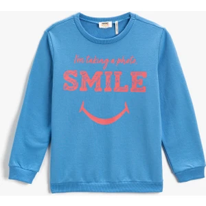 Sweatshirt Uzun Kollu Baskılı Bisiklet Yaka