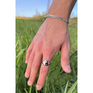 The Collection Ying Yang Denge Desen Model Gümüş Kaplama Ayarlanabilir Yüzük