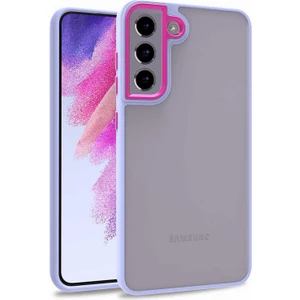 Caseart Samsung Galaxy S21 Fe Kapak Metal Kamera Korumalı Arkası Şeffaf Silikon Kılıf - Lila