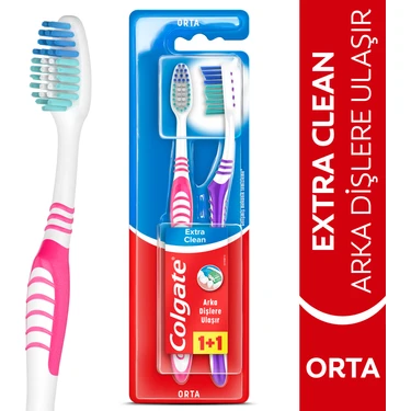 Colgate Extra Clean Dil Temizleyicili Arka Dişlere Uzanan Orta Diş Fırçası