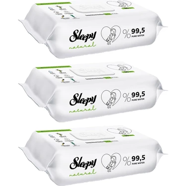 Sleepy Islak Havlu Mendil 90 Yaprak Natural Yenidoğan 3 Lü Set 270 Yaprak Plastik