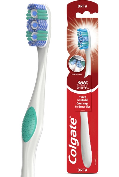 Colgate Visible White Maksimum Beyazlık Diş Macunu 75 ml x 2 Adet + Visible White Diş Fırçası + Fırça Kabı