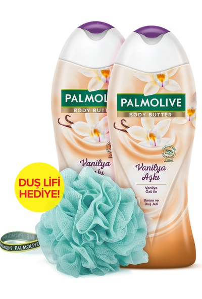 Palmolive Body Butter Vanilya Aşkı Duş Jeli 2 x 500 ml+Duş Lifi