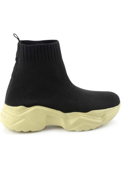 Siyah Yeşil Triko Kadın Sneaker K01122000482
