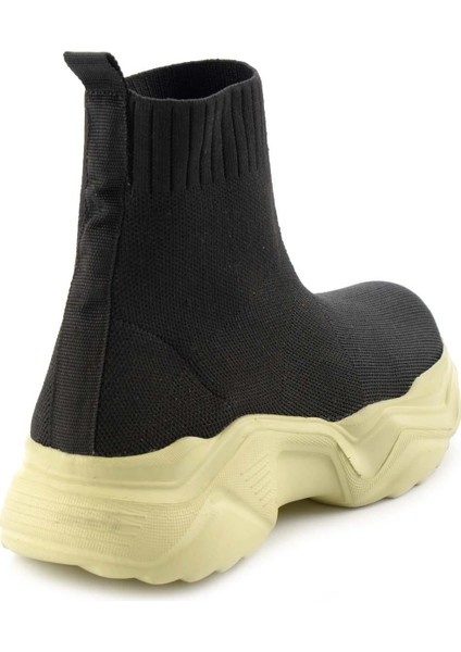 Siyah Yeşil Triko Kadın Sneaker K01122000482