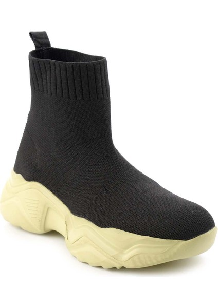Siyah Yeşil Triko Kadın Sneaker K01122000482