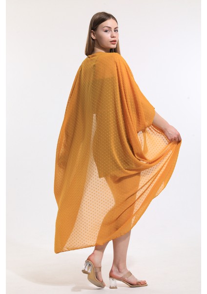 Şifon Plaj Kimono | ELB33597 Noktalı Sarı