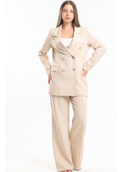 Içi Astarlı Hürrem Kumaş Blazer Ceket | CKT34236 Bej modelleri