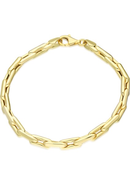 Gümüş Altın Yaldızlı Aralıklı Figaro Bileklik