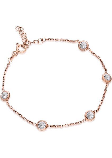 Kadın Gümüş Rose Zirkon Sıra Taşlı Bileklik