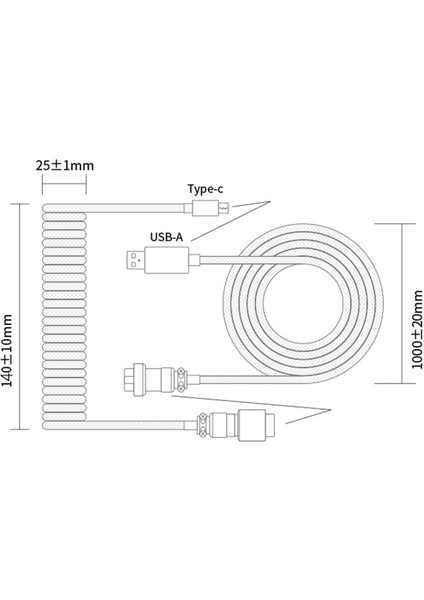 USB Tipi C Kablosu Evrensel Şarj Tipi C'ye Mekanik Klavye Beyaz İçin USB (Yurt Dışından)