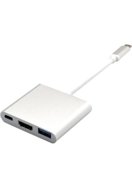 Tip-C USB 3.1 Usb-C 4K HDMI Usb3.0 Adaptörü 3 In 1 Hub Macbook Gümüş (Yurt Dışından)