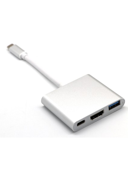 Tip-C USB 3.1 Usb-C 4K HDMI Usb3.0 Adaptörü 3 In 1 Hub Macbook Gümüş (Yurt Dışından)