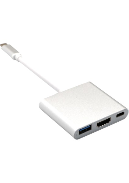 Tip-C USB 3.1 Usb-C 4K HDMI Usb3.0 Adaptörü 3 In 1 Hub Macbook Gümüş (Yurt Dışından)