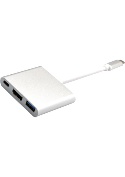 Tip-C USB 3.1 Usb-C 4K HDMI Usb3.0 Adaptörü 3 In 1 Hub Macbook Gümüş (Yurt Dışından)