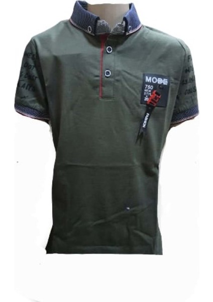 Petitox Çocuk Erkek Polo Yaka Baskılı T-Shirt 4023 - Haki - 8 Yaş