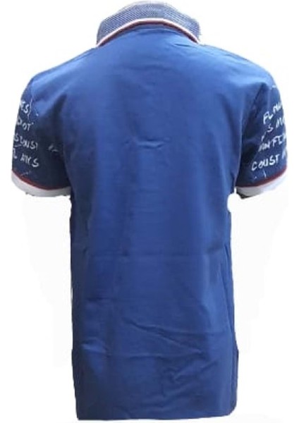 Petitox Çocuk Erkek Polo Yaka Baskılı T-Shirt 4023 - Mavi - 8 Yaş