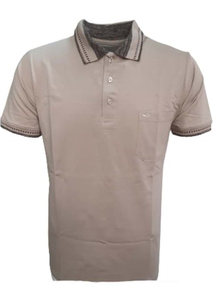 Rey Polo Erkek Basic Polo Yaka Kısa Kol T-Shirt R01175 - Bej - L