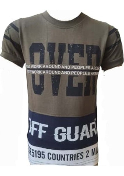 Çocuk Erkek Baskılı T-Shirt 4003 - Haki - 8 Yaş