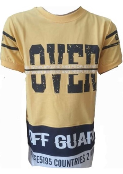 Çocuk Erkek Baskılı T-Shirt 4003 - Sarı - 10 Yaş