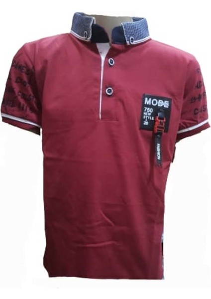 Petitox Çocuk Erkek Polo Yaka Baskılı T-Shirt 4023 - Kırmızı - 10 Yaş