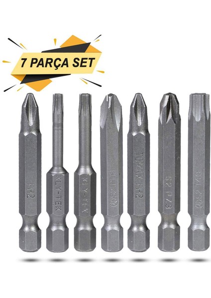 Matkap Bits Ucu Seti Vidalama Uçları Düz Yıldız Torx Uç Ph Pz 7 Parça