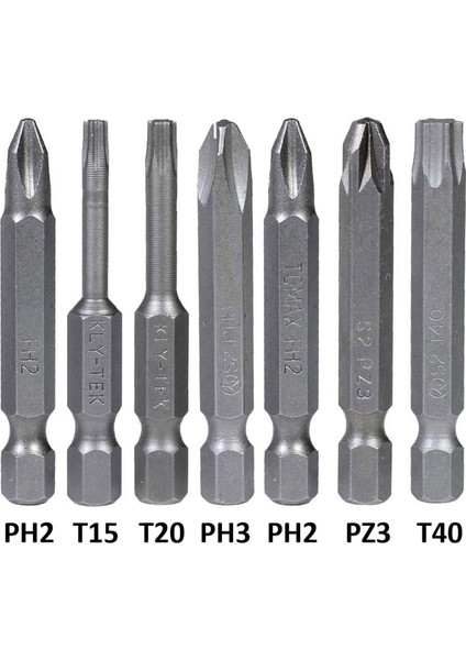 Matkap Bits Ucu Seti Vidalama Uçları Düz Yıldız Torx Uç Ph Pz 7 Parça