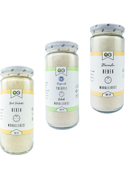 OG natural Bebek Muhallebi Seti +6 Ay ( Yulaflı,havuçlu,bal Kabaklı)